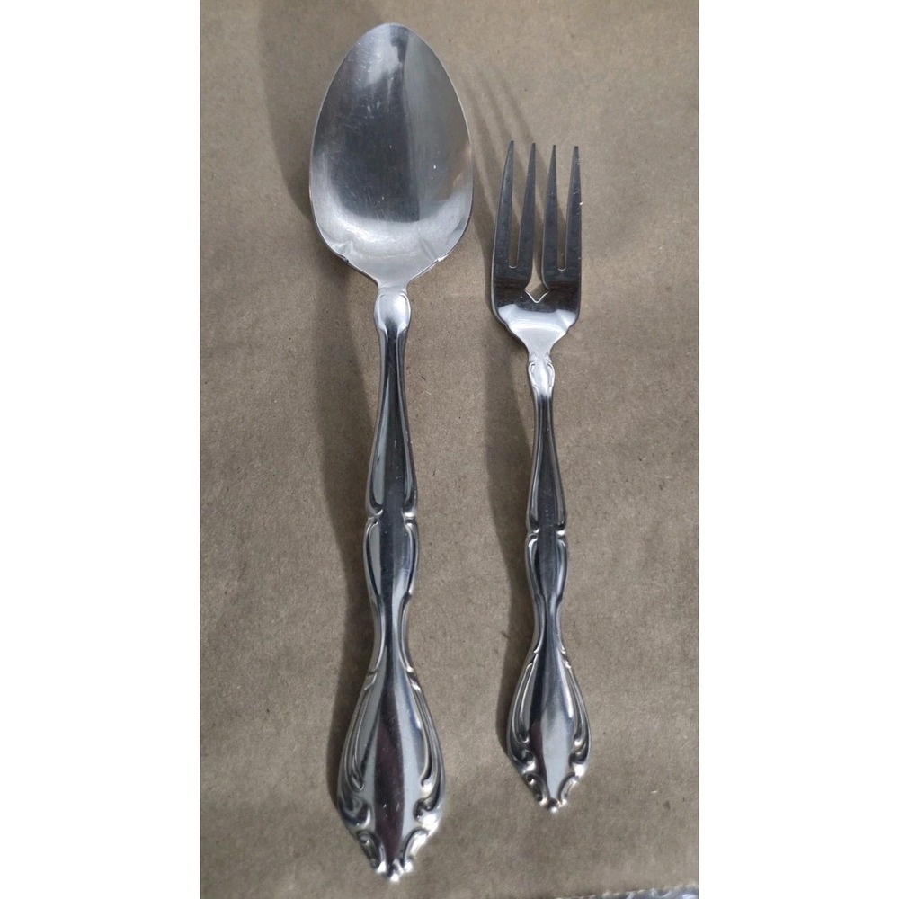 Oneida‎ Community Cantata Stainless 2pc Serving Spoon Salad Fork Flatware